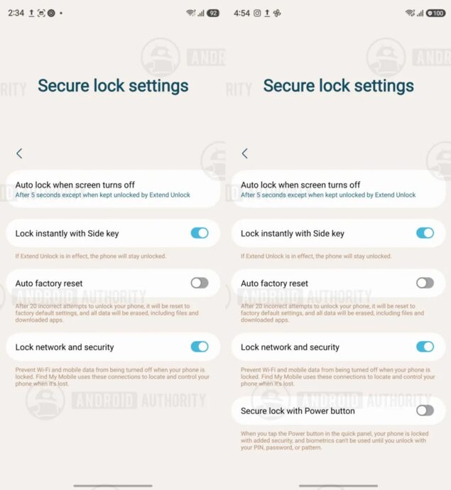 secure lock settings