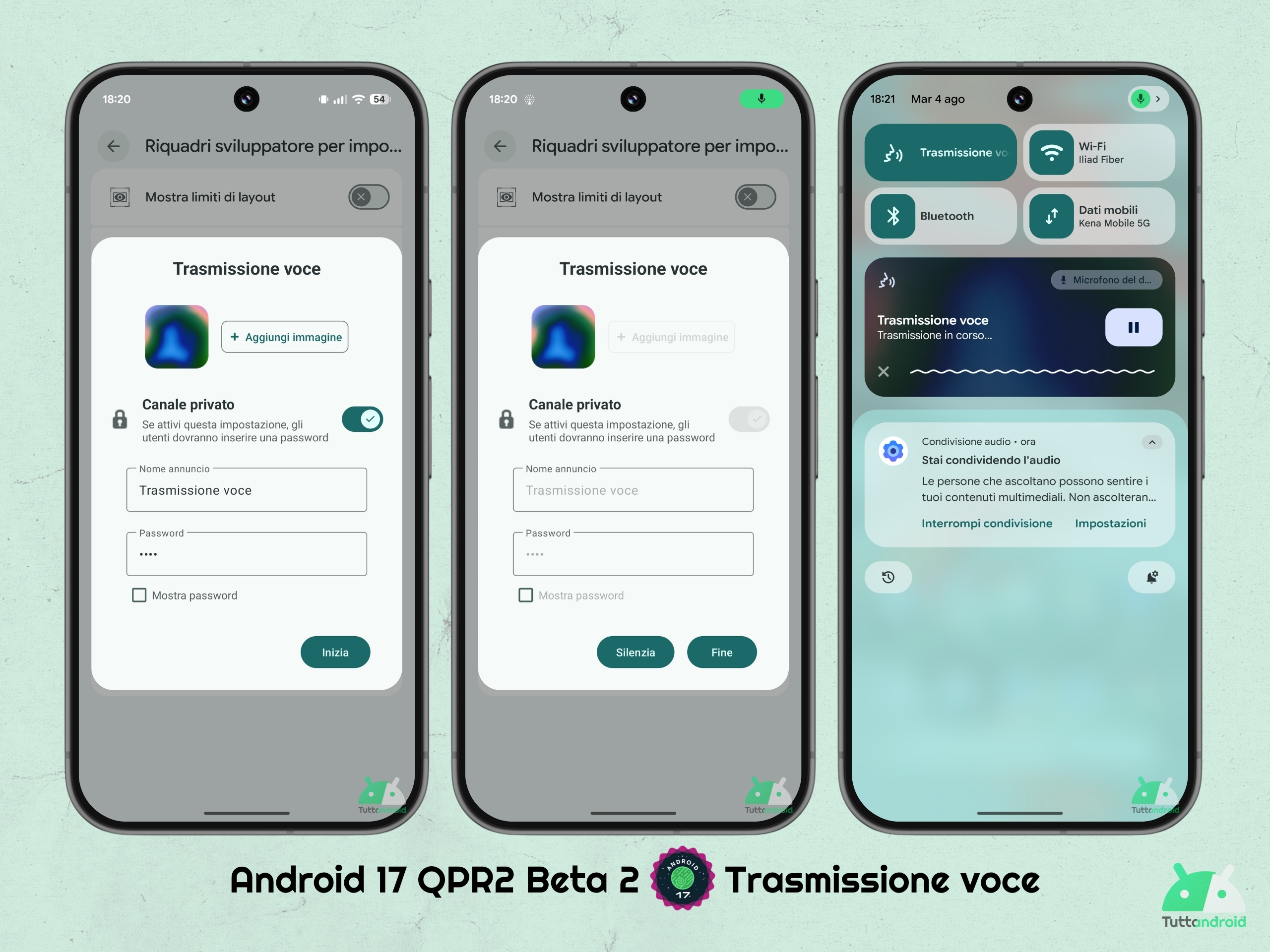 Android 17 QPR2 - Beta 2 - Trasmissione voce