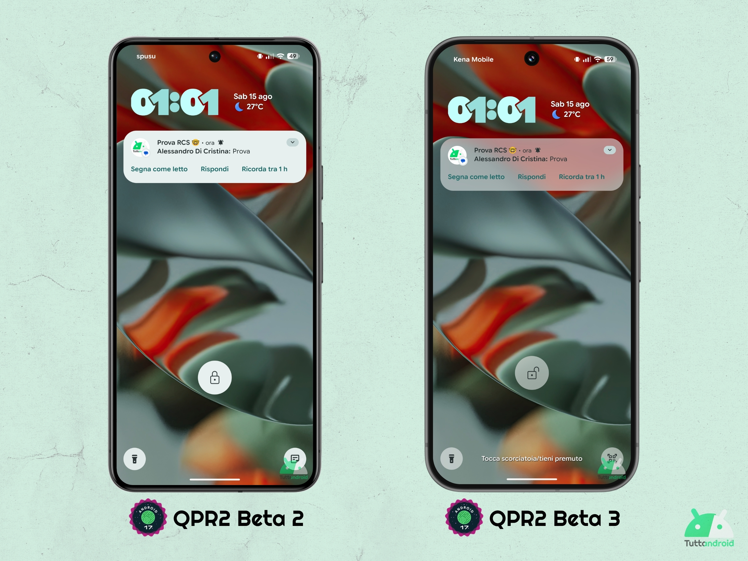 Android 17 QPR2 - Beta 3 - Schermata di blocco - Maggiore effetto sfocatura