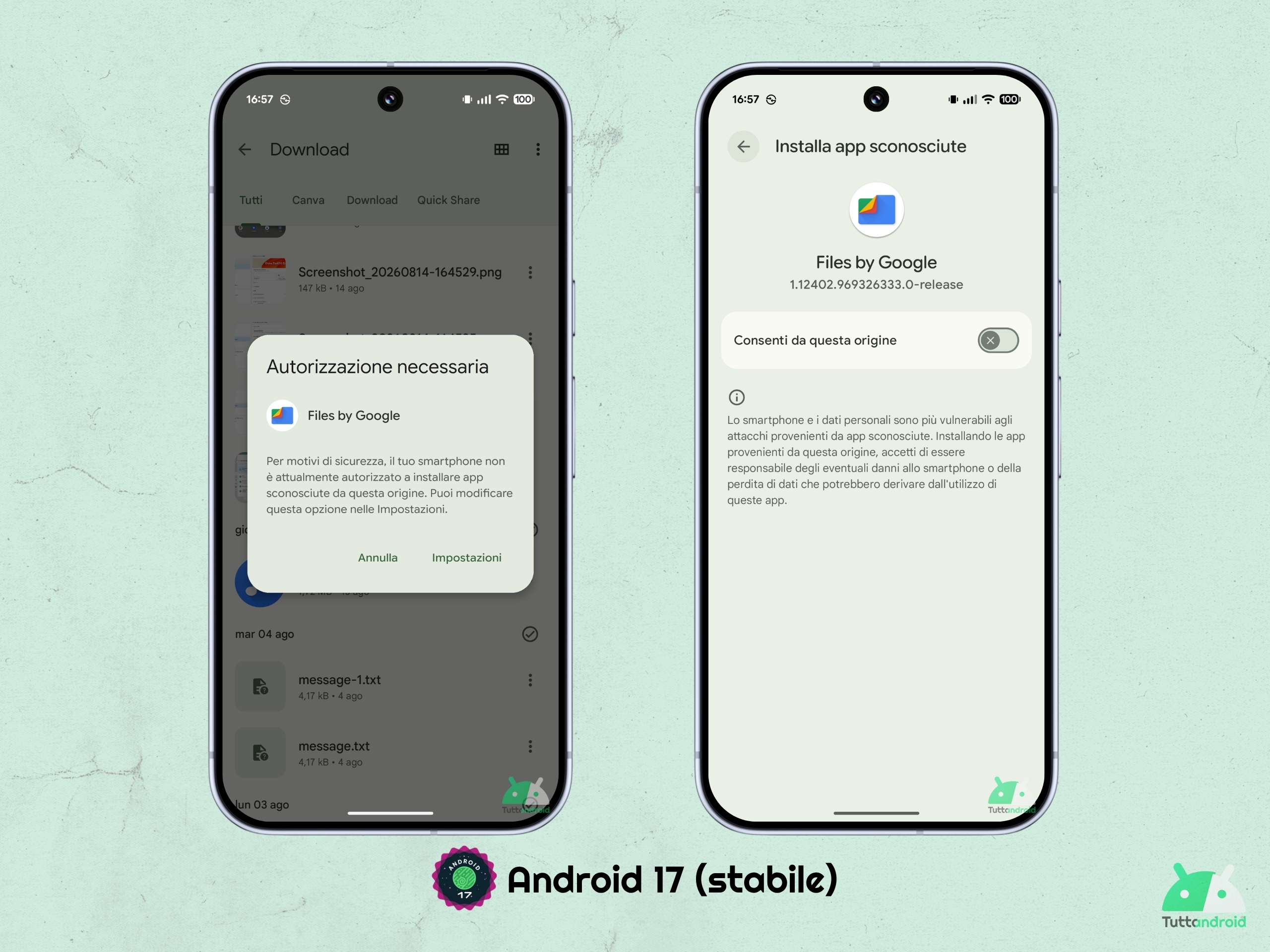 Android 17 - agosto 2026 - Installa app sconosciute