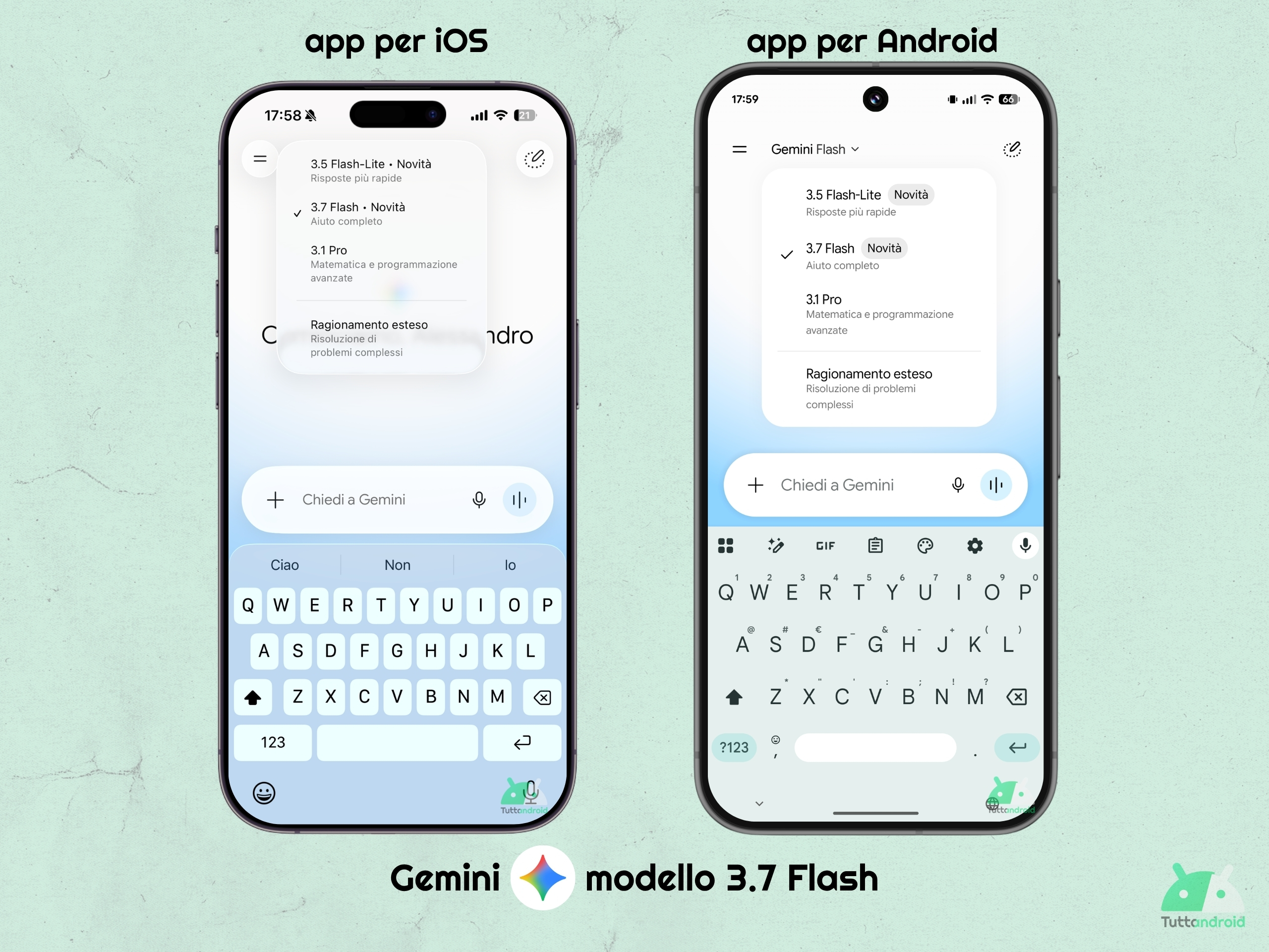 Gemini app mobile - modello 3.7 Flash