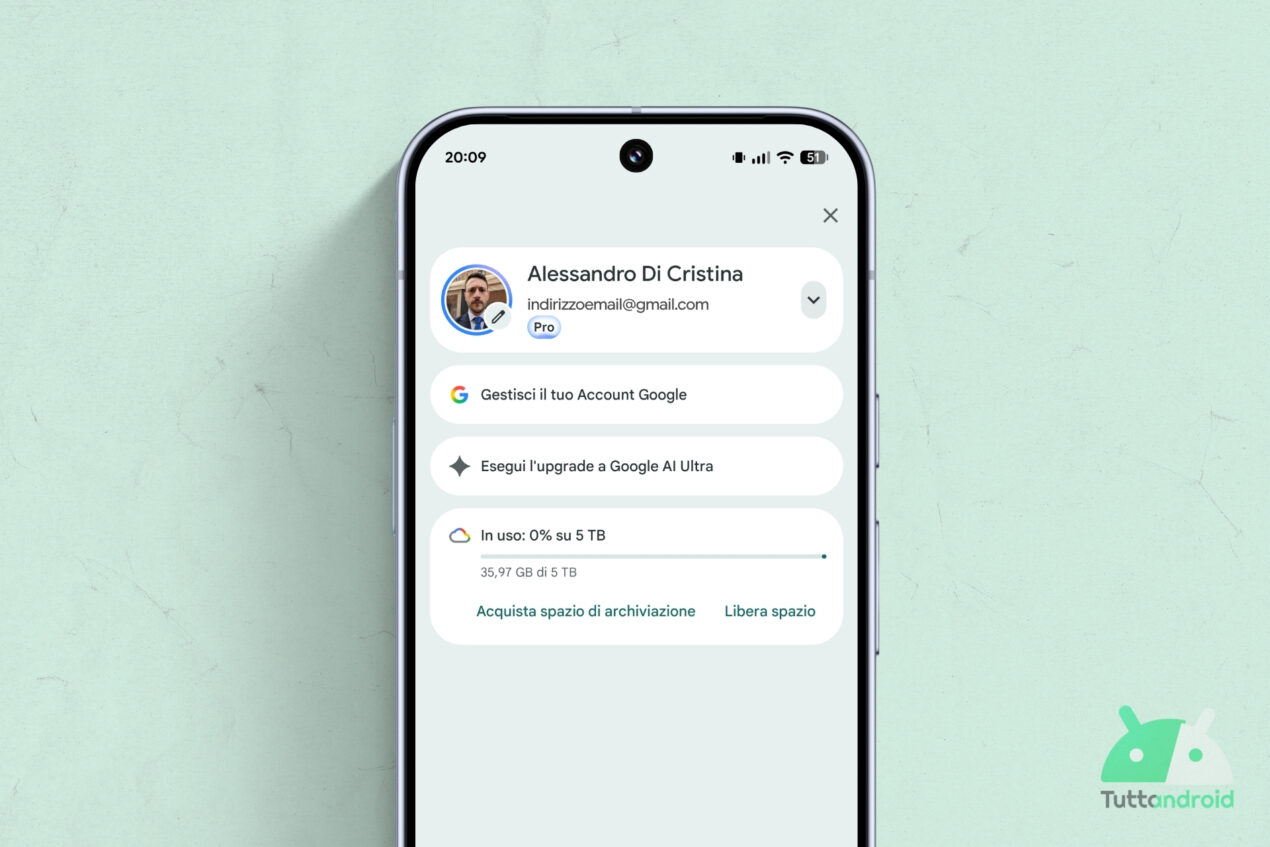 Il nuovo selettore dell'account Google e l'anello 