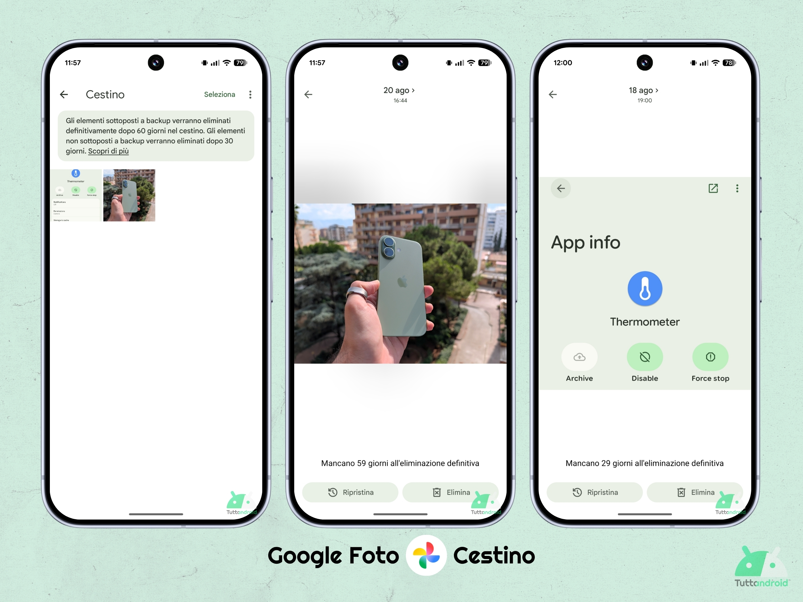 Google Foto - Cestino - Tempo eliminazione definitiva