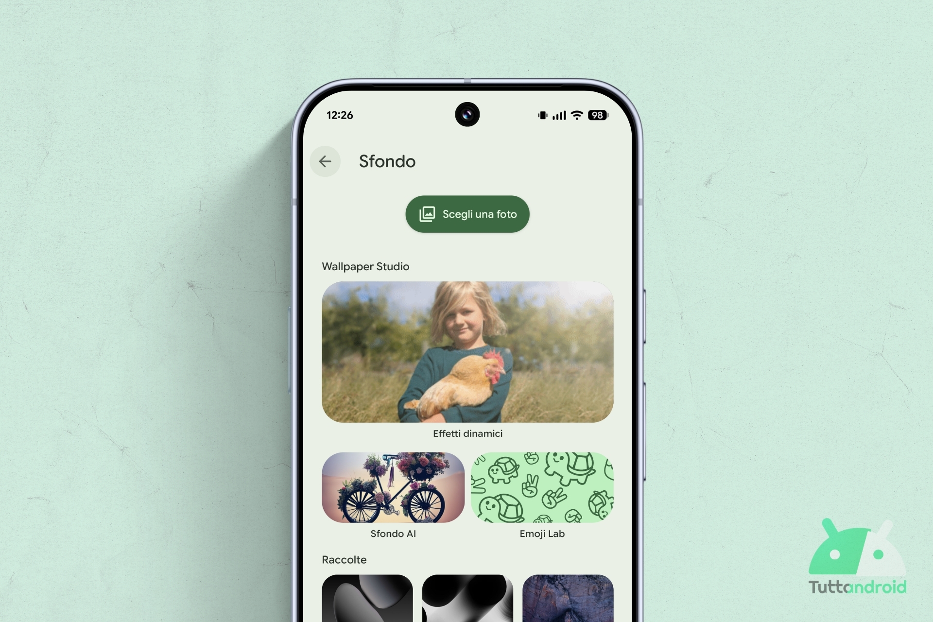 Google Pixel 10 Pro XL - Sfondo e Stile - selettore Sfondo