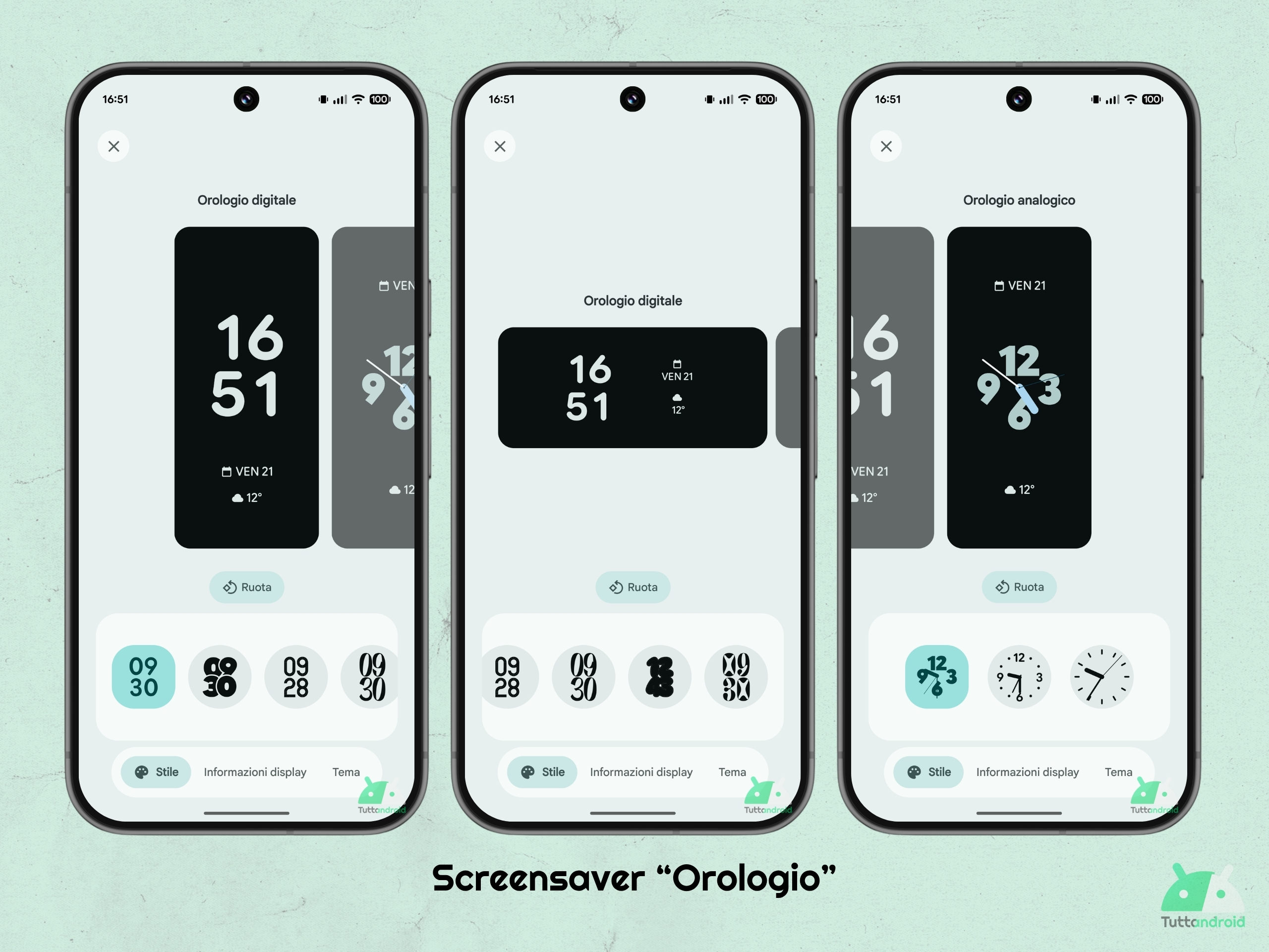 Google Pixel 9 Pro XL - Daydream - Salvaschermo Orologio aggiornato