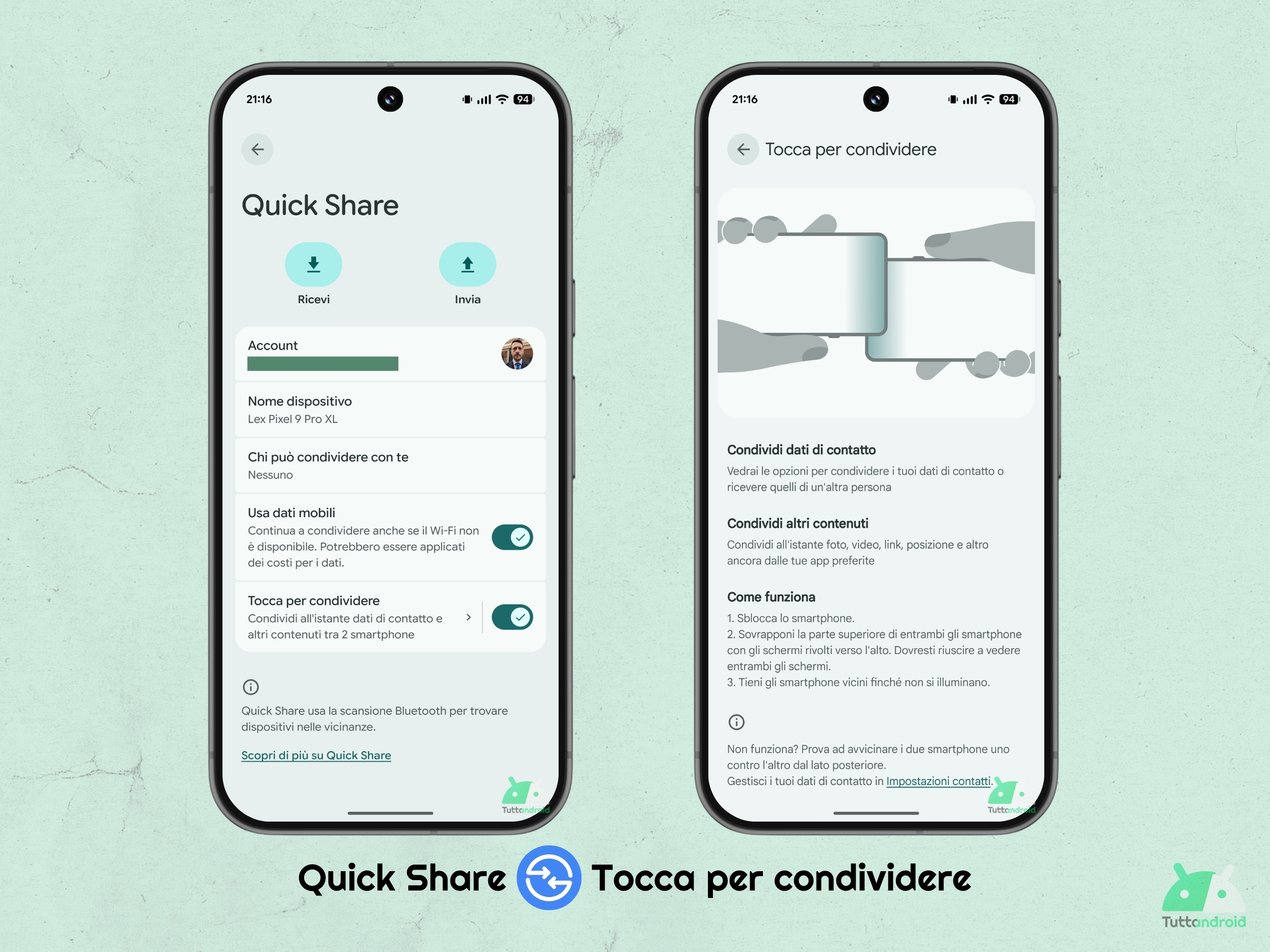 Google Play Services - agosto 2026 - Quick Share - Tocca per condividere