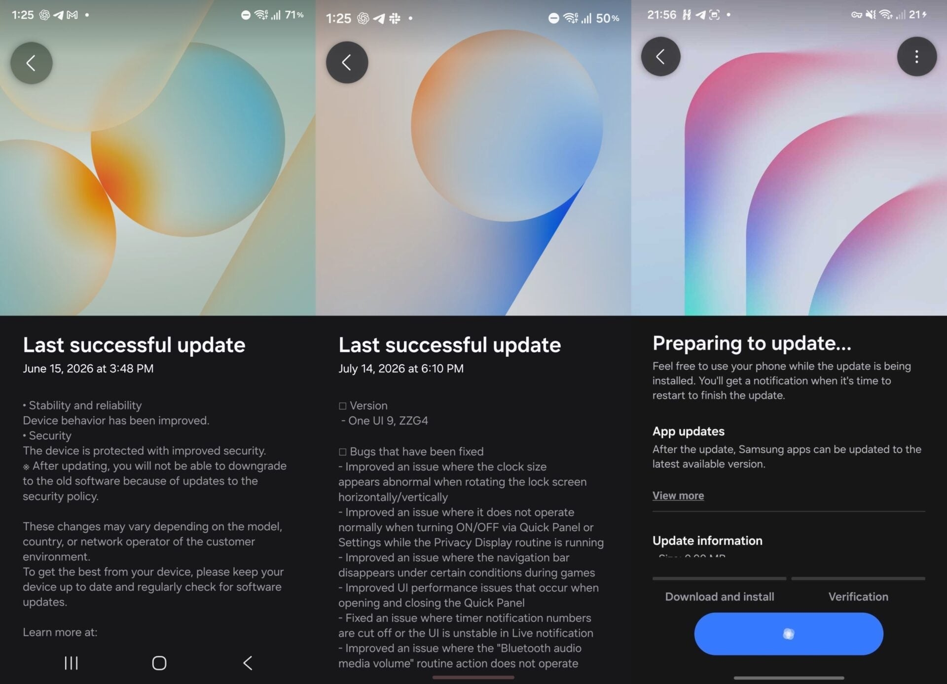 banner schermata aggiornamenti one ui 8.5 9 9.5