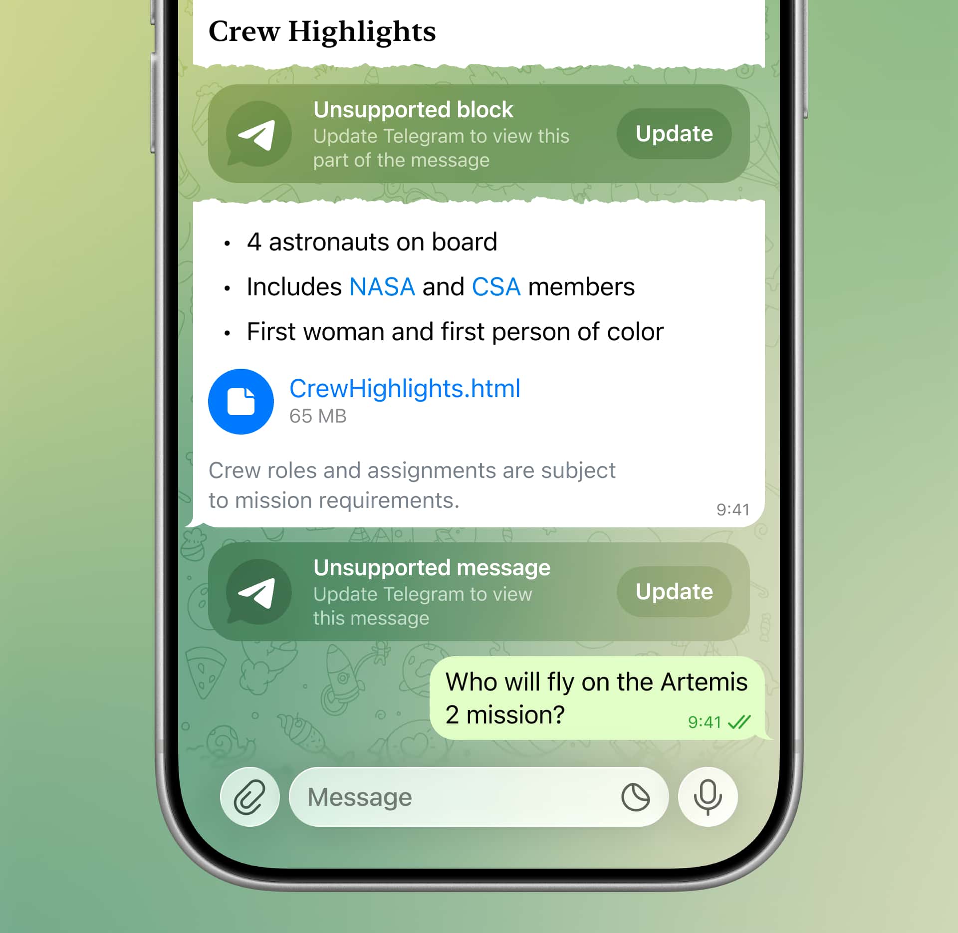 Telegram - aggiornamento agosto 2026 - 04 Segnaposto aggiornamento app
