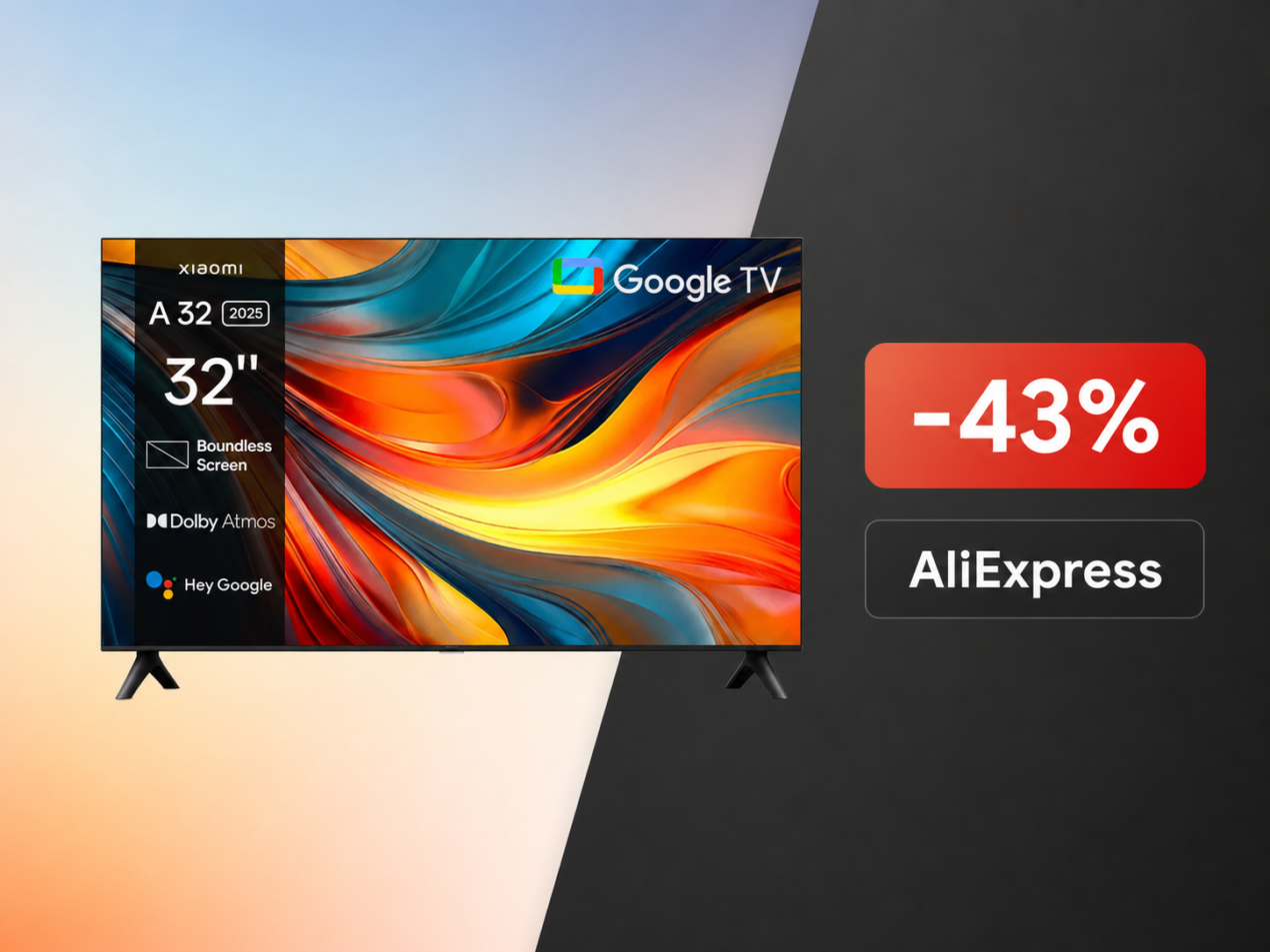 Xiaomi TV A 32 a 102€ su AliExpress: sconto del 43% sulla Smart TV Google TV