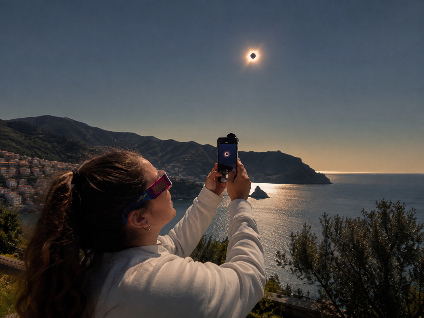 Eclissi solare occhialini filtro smartphone