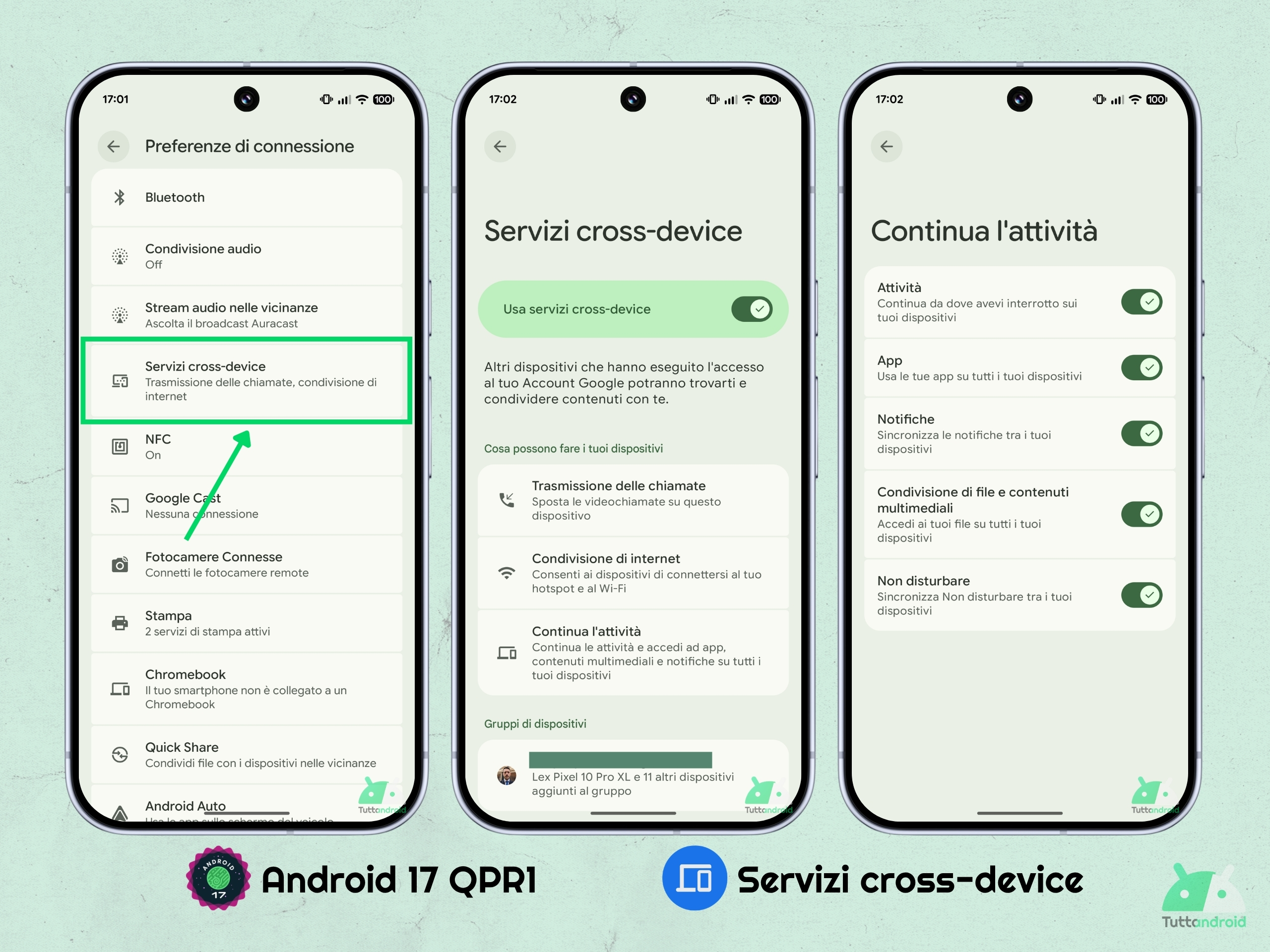 Android 17 QPR1 su Google Pixel 10 Pro XL - Servizi Cross-device - Continua l'attività