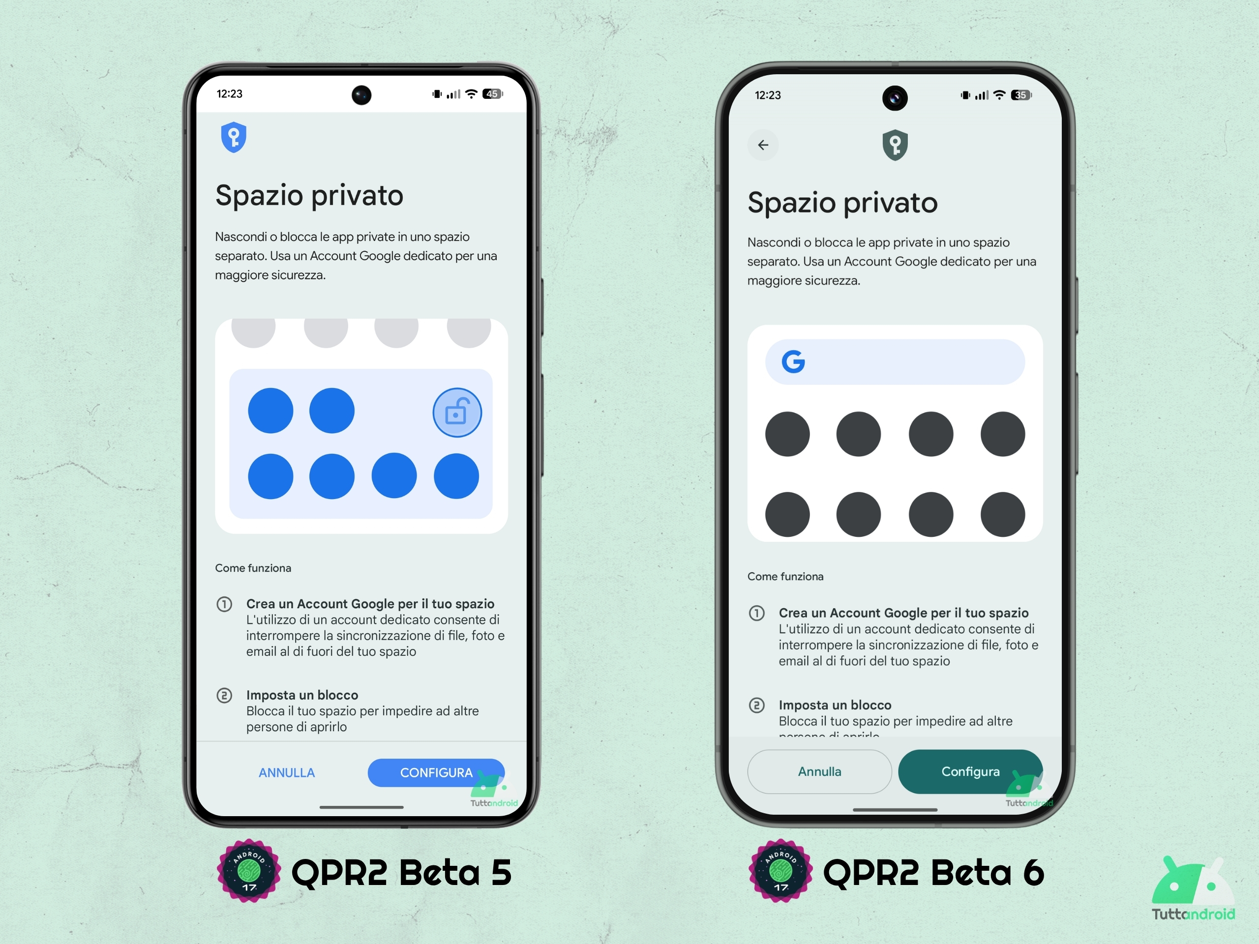 Android 17 QPR2 - Beta 6 - Impostazioni - Sicurezza e privacy - Spazio privato