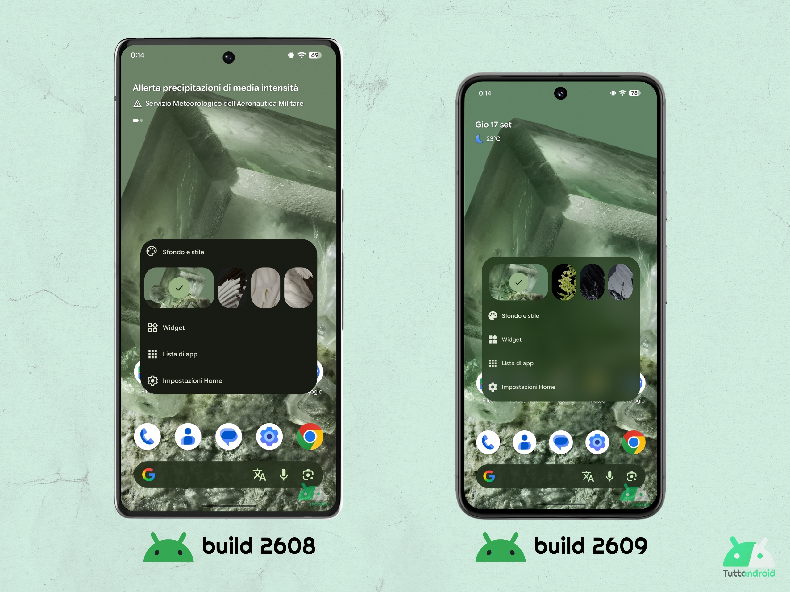 Android CANARY 2609 - Pixel Launcher - Menu contestuale