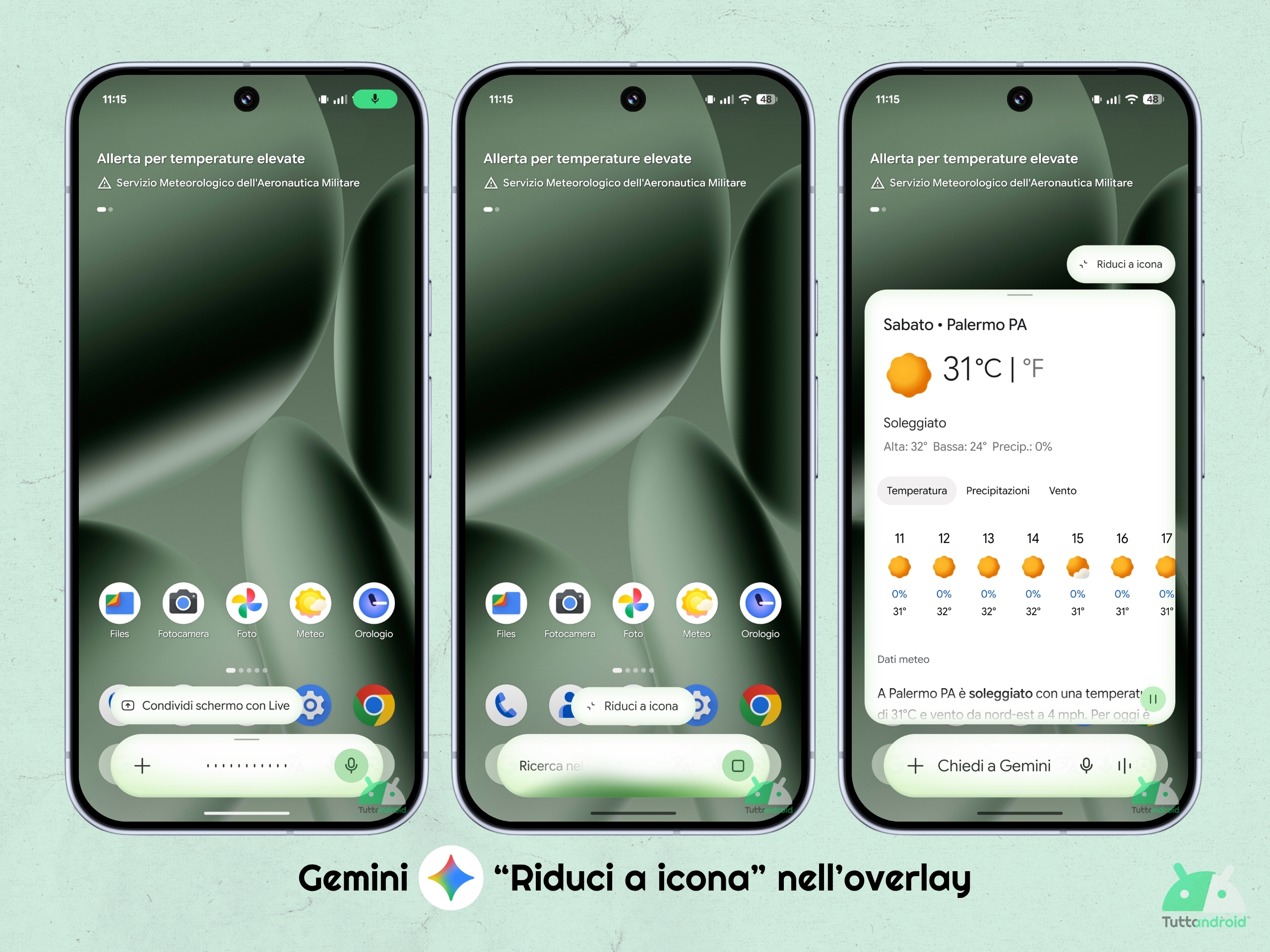 Gemini - Overlay - pulsante Riduci a icona
