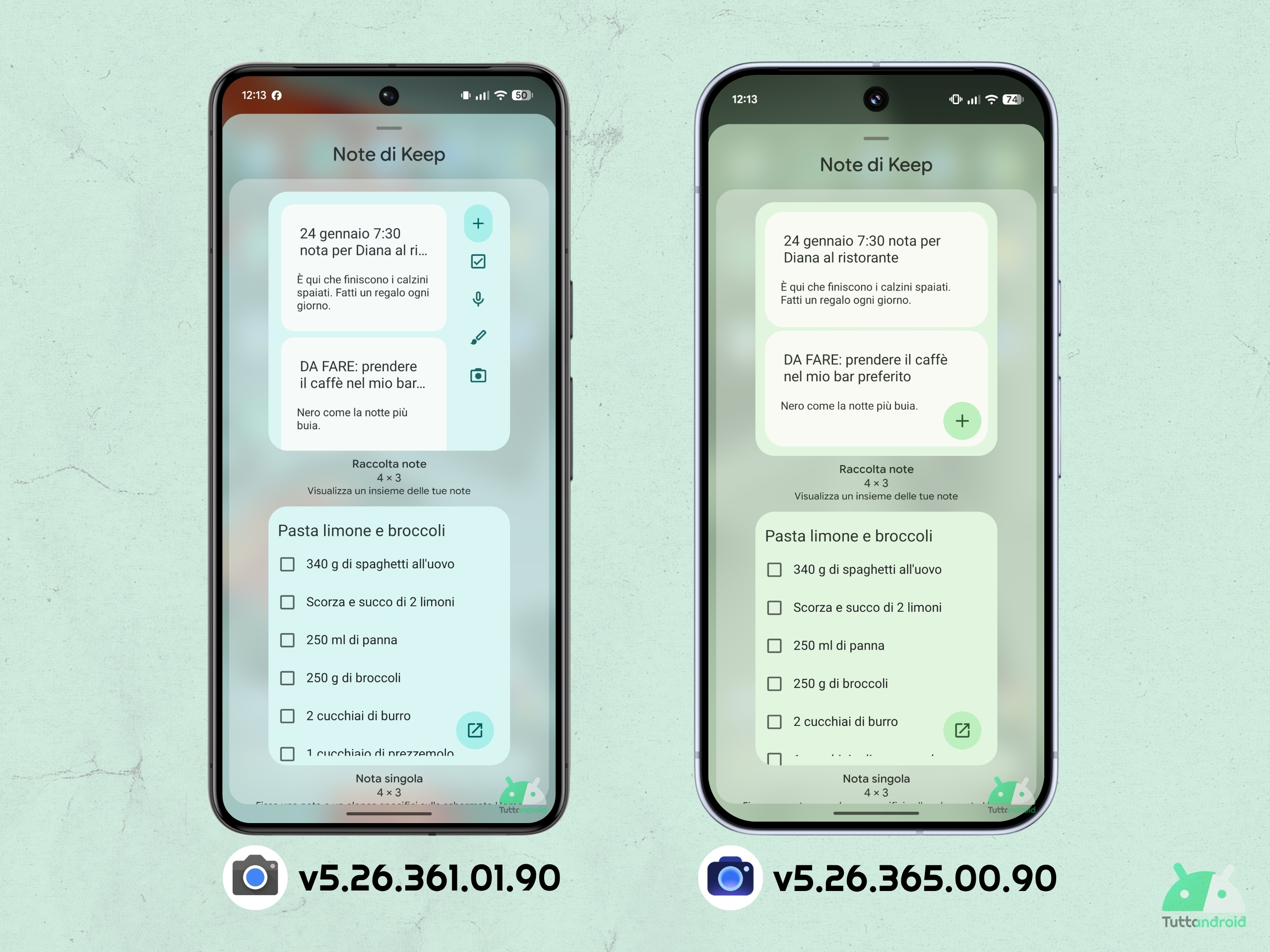 Google Keep v5.26.365.00.90 - widget Raccolta di note rivisto