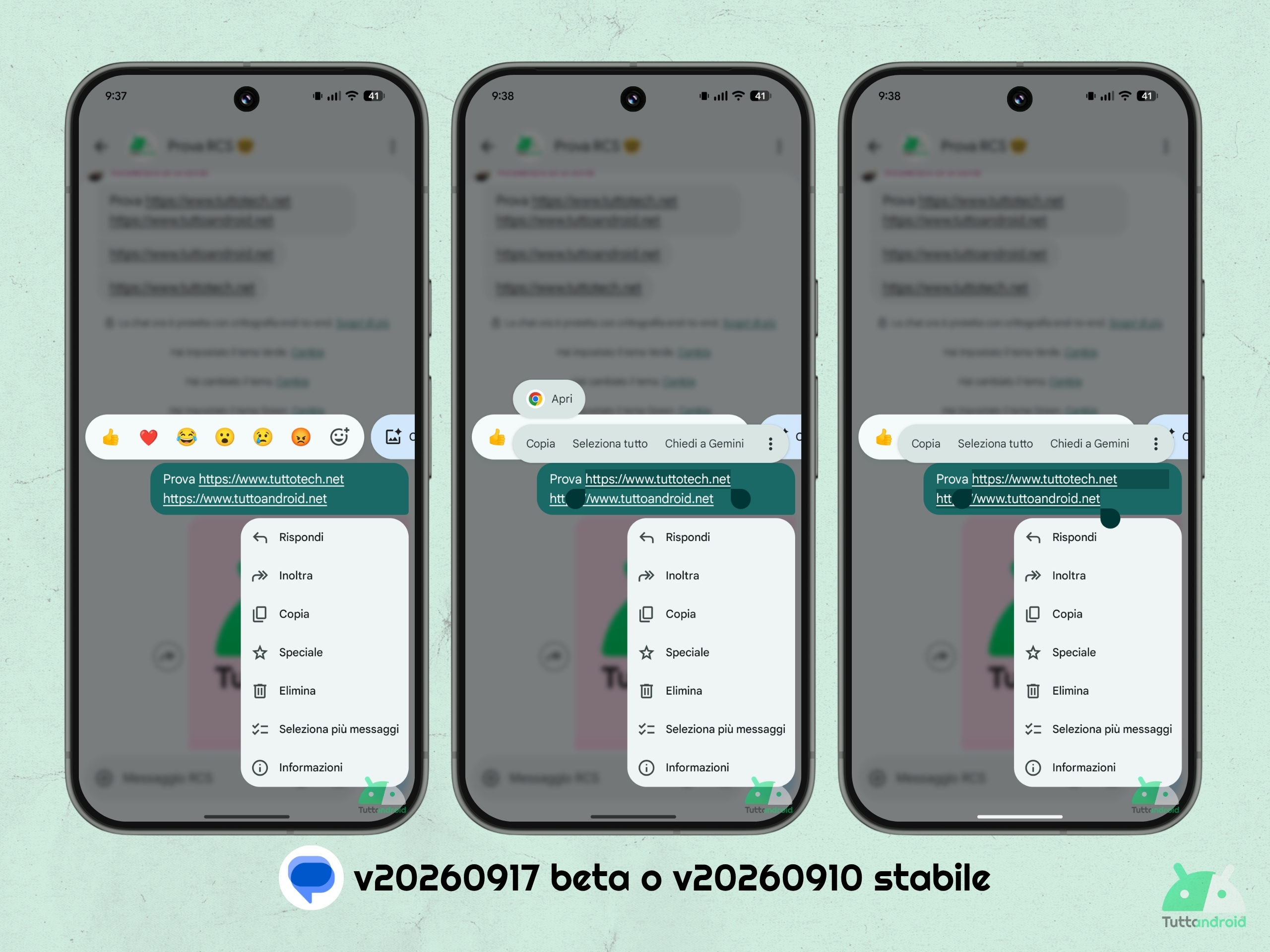 Google Messaggi - v20260917 beta o v20260910 stabile - Menu contestuale