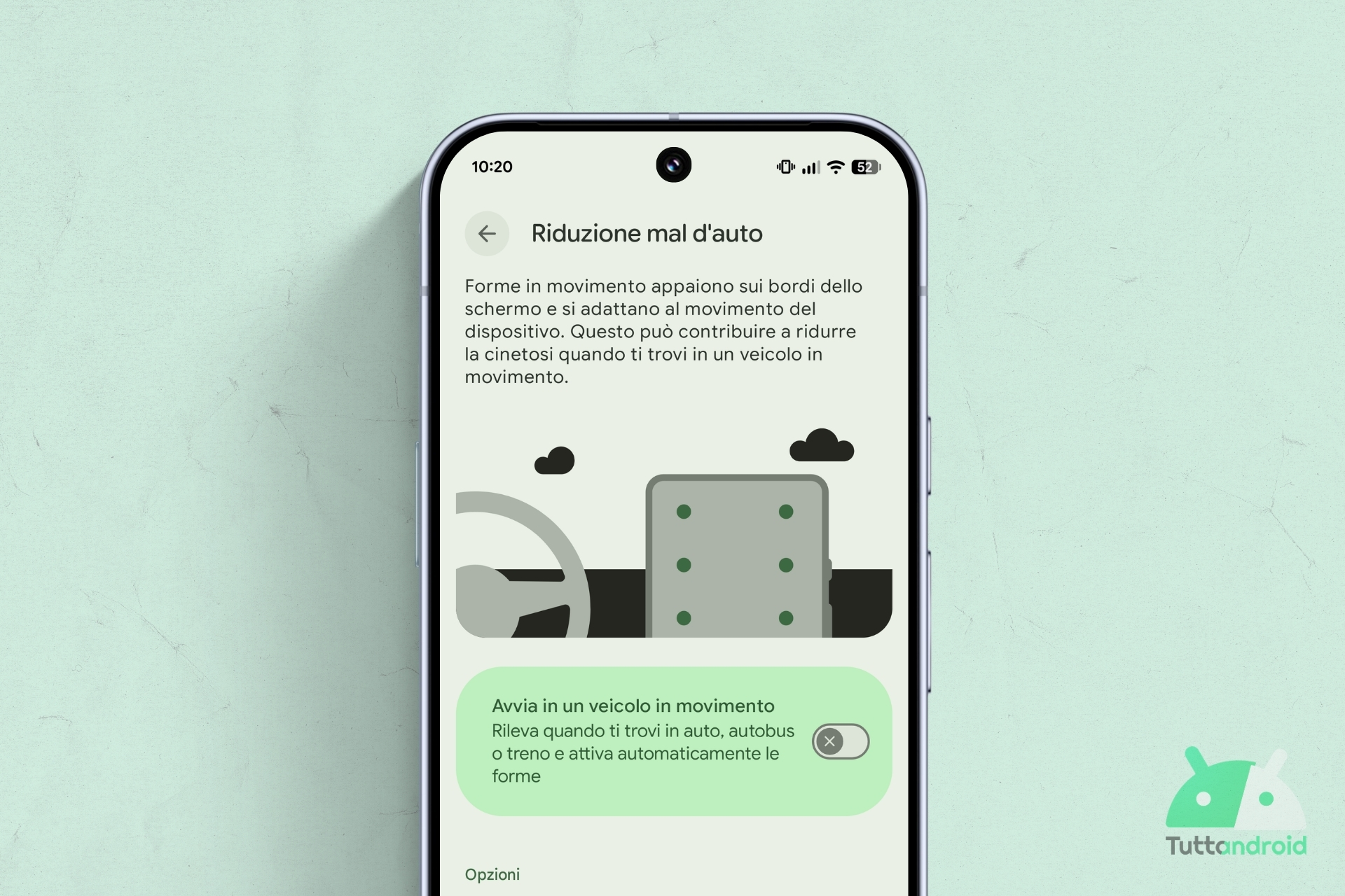 Google Play Services - Riduzione mal d'auto visual hero 2026