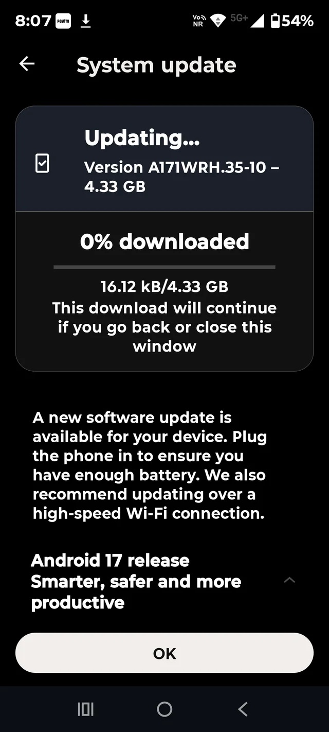 Motorola Edge 70 - Aggiornamento Android 17 build A17WRH.35-10 via Reddit