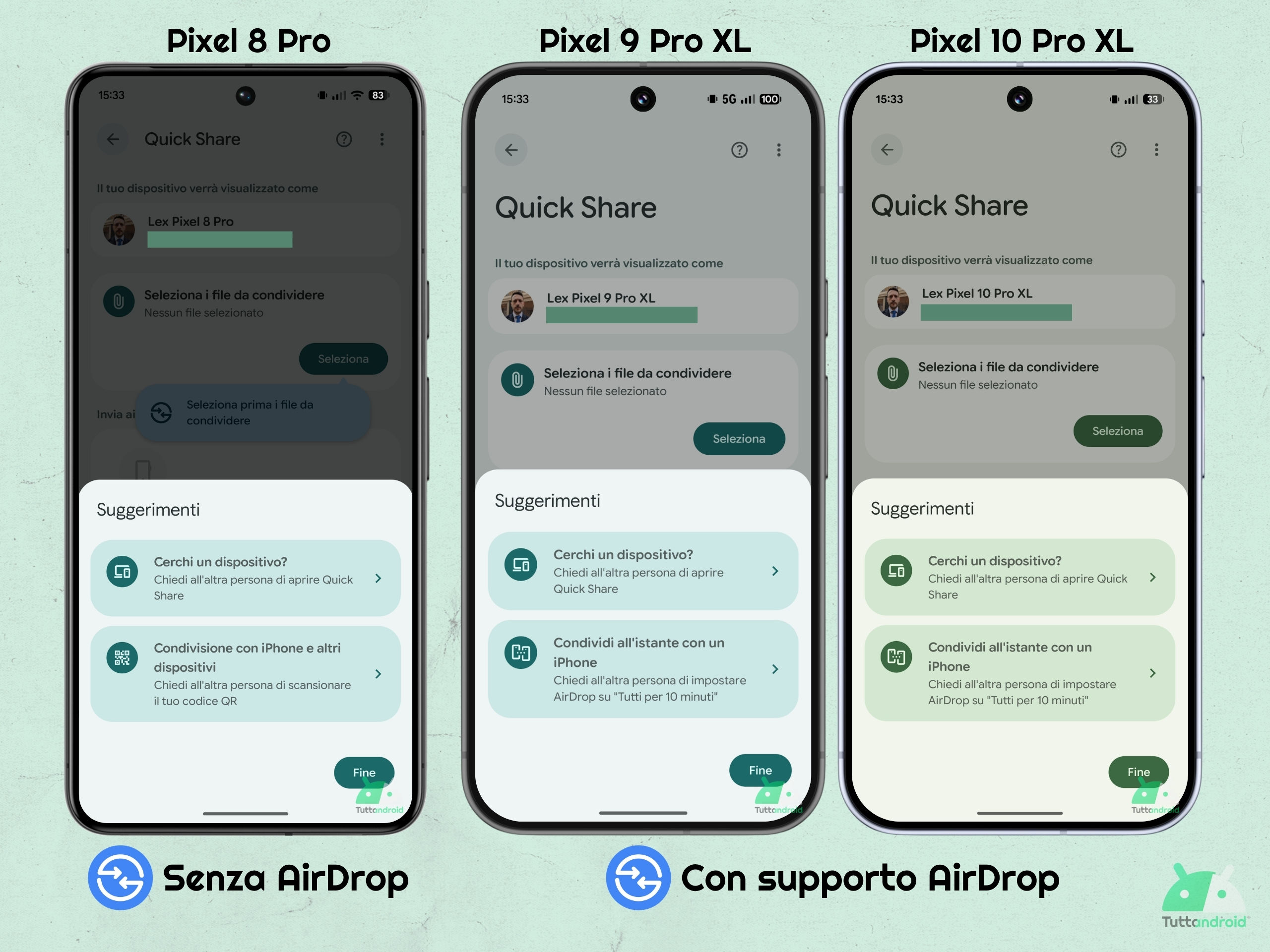 Quick Share - situazione condivisione con iPhone inizio settembre 2026