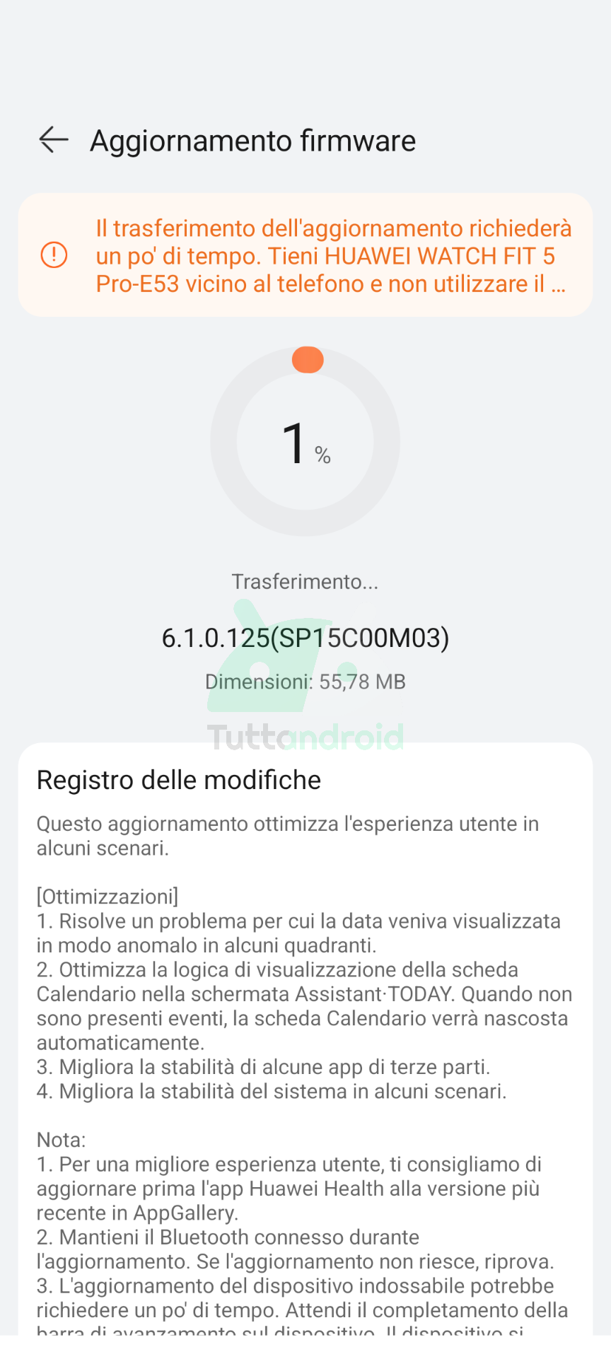aggiornamento HUAWEI Watch Fit 5 series