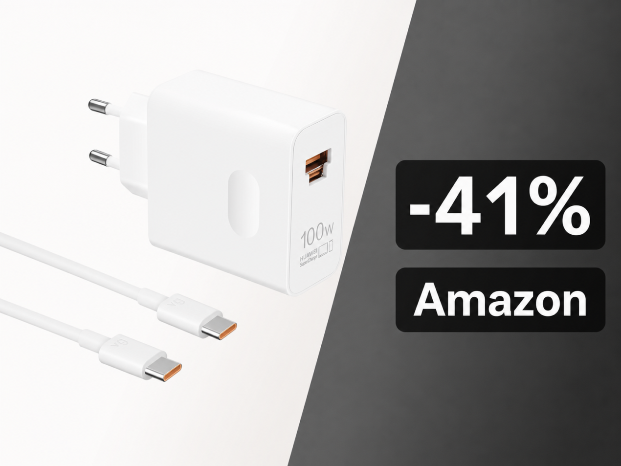 Huawei SuperPower 100W: il caricabatterie ufficiale a 29€ su Amazon con sconto del 50%
