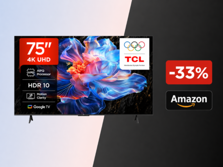 TCL 75V6C, Google TV 4K da 75 pollici a 499,9€ su Amazon: sconto del 33%