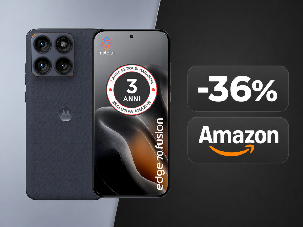 Motorola Edge 70 Fusion crolla a 299,9€ su Amazon: minimo storico
