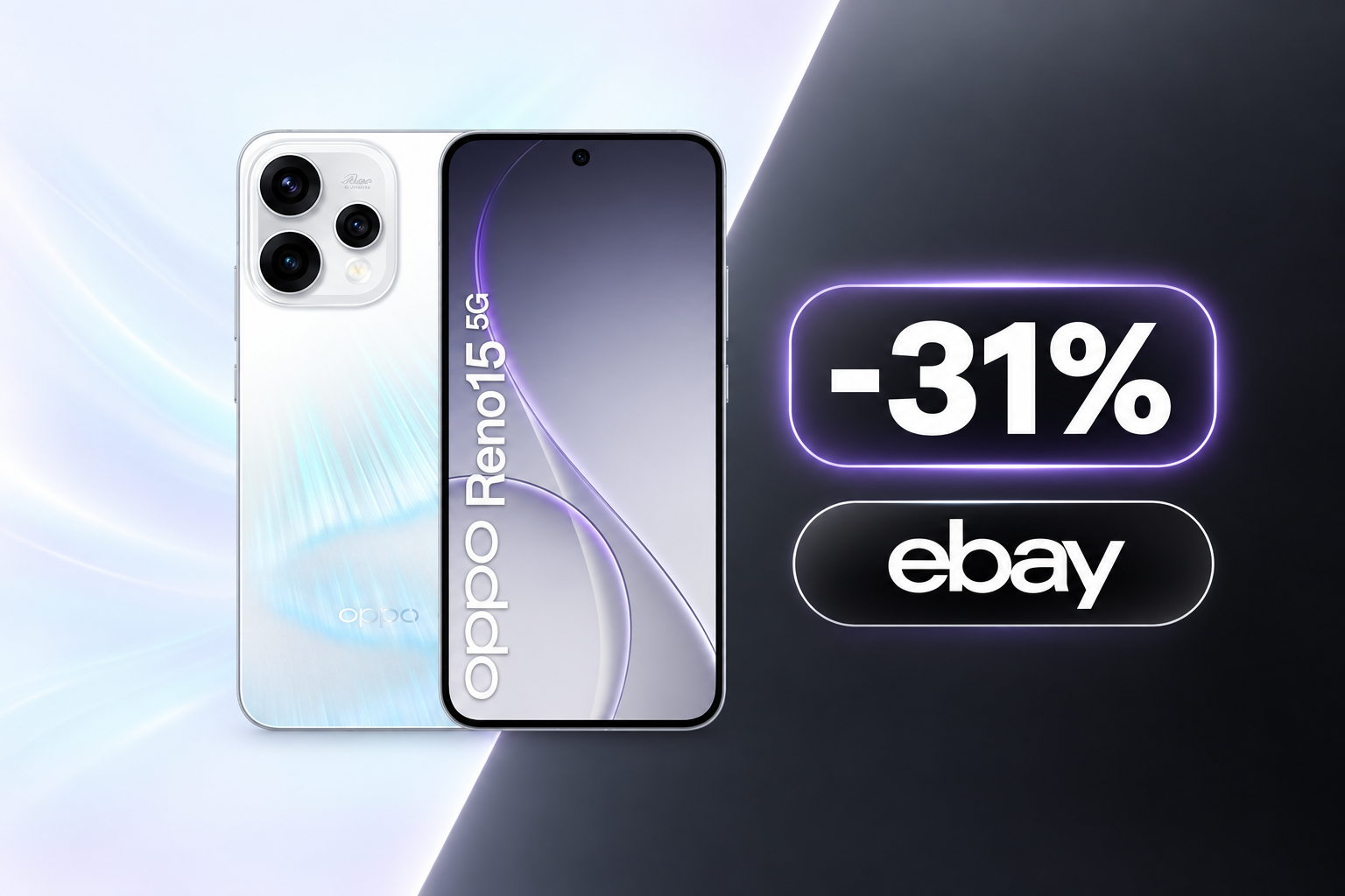 Oppo Reno15 5G con 512GB scontato del 30% su eBay: prezzo a 416,86€