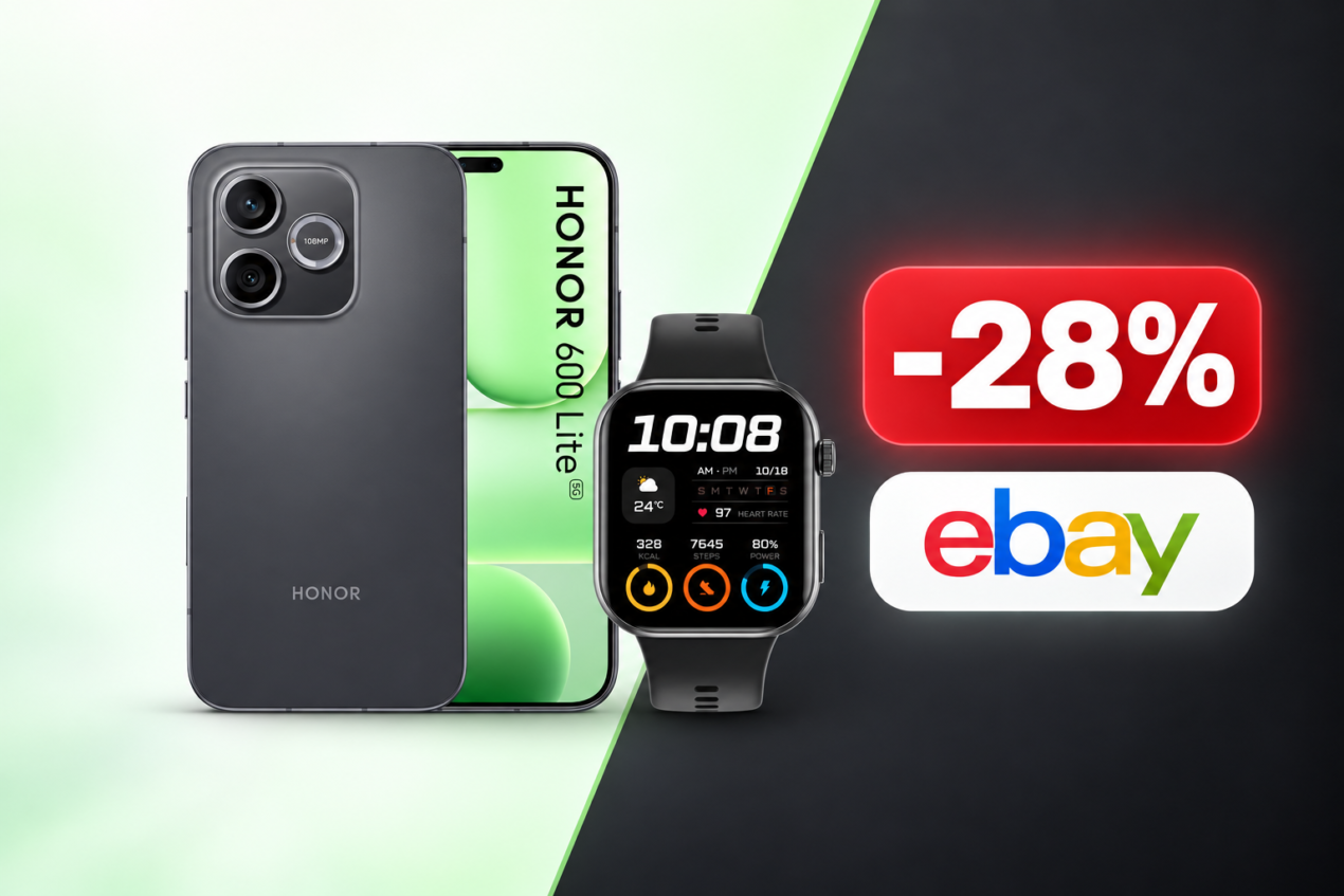 Honor 600 Lite 5G con Watch 2i in bundle su eBay a 308,37€ invece di 429,9€