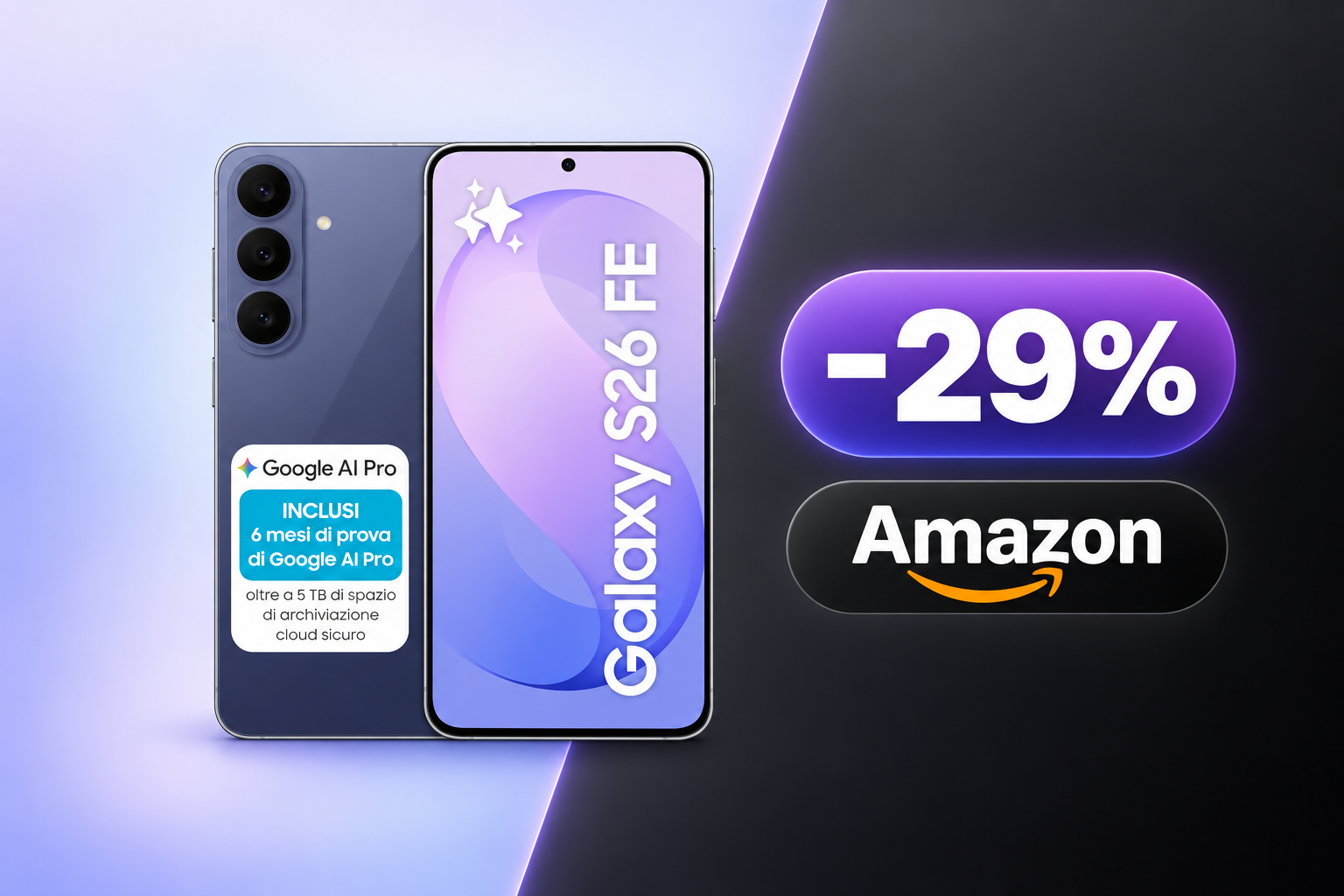Samsung Galaxy S26 FE a 535 euro su Amazon con coupon e sconto Prime Student