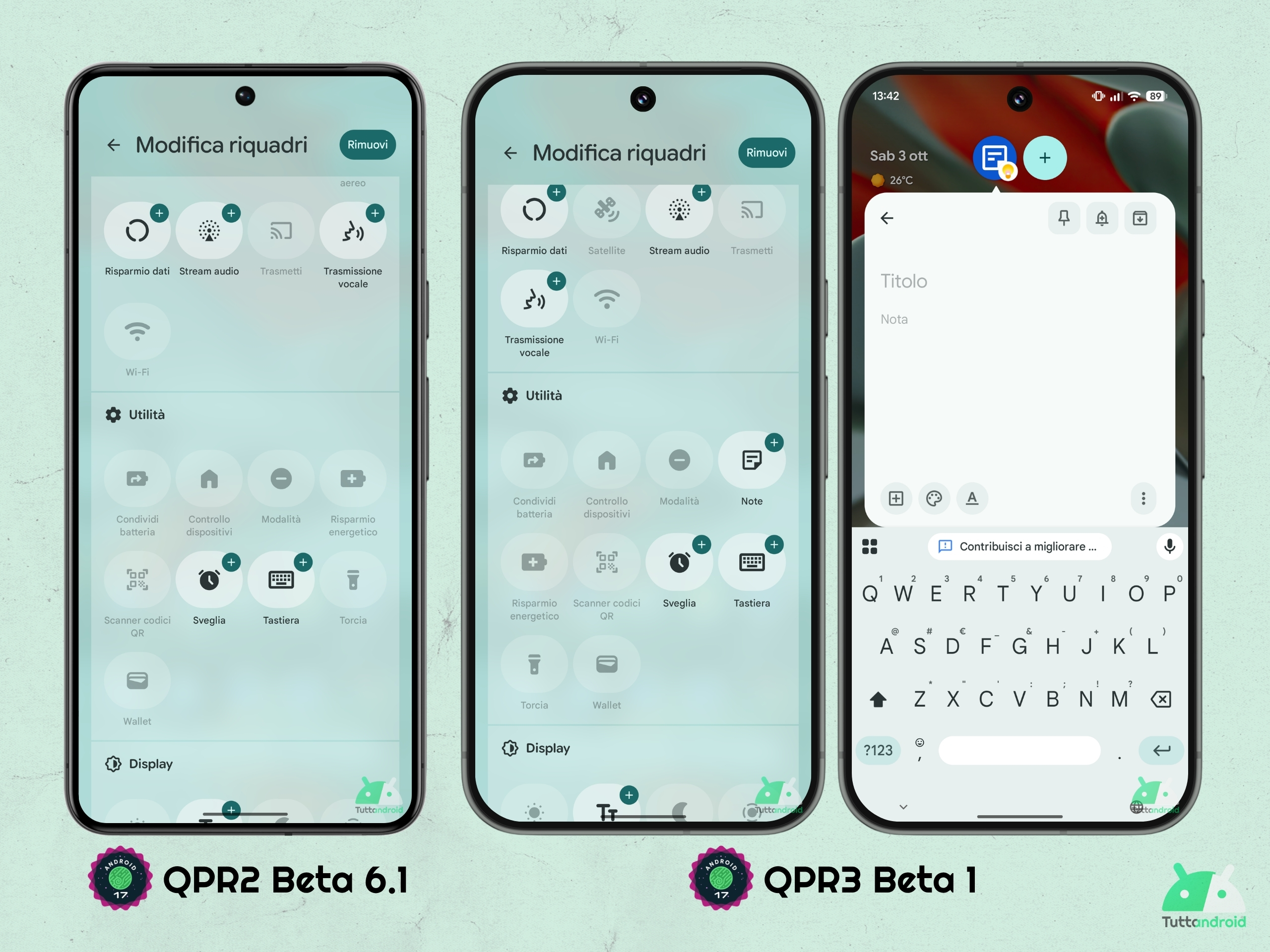 Android 17 QPR3 - Beta 1 - Centro delle impostazioni rapide - Nuovo riquadro Note