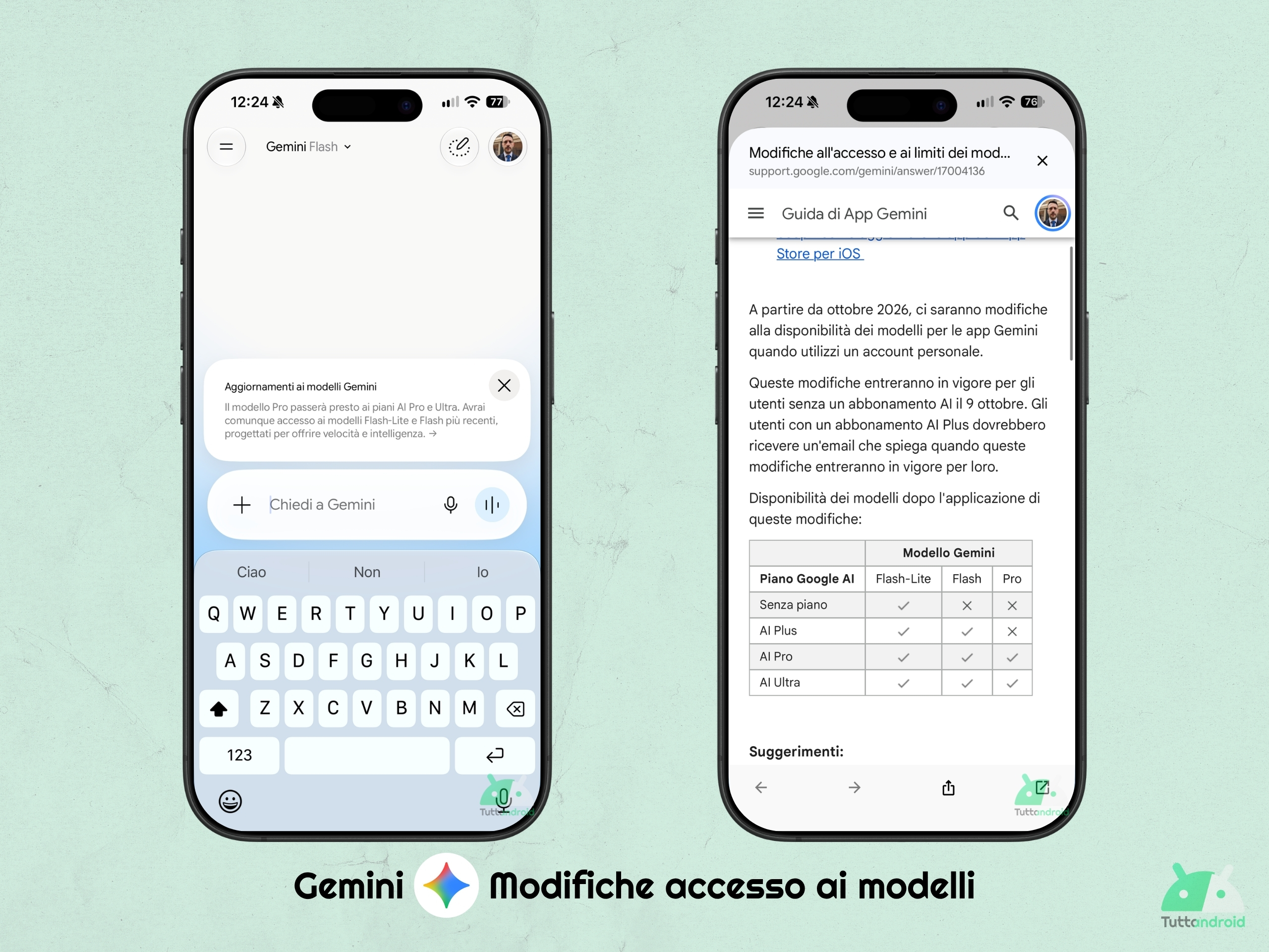 App Gemini - aggiornamento modelli Gemini - ottobre 2026