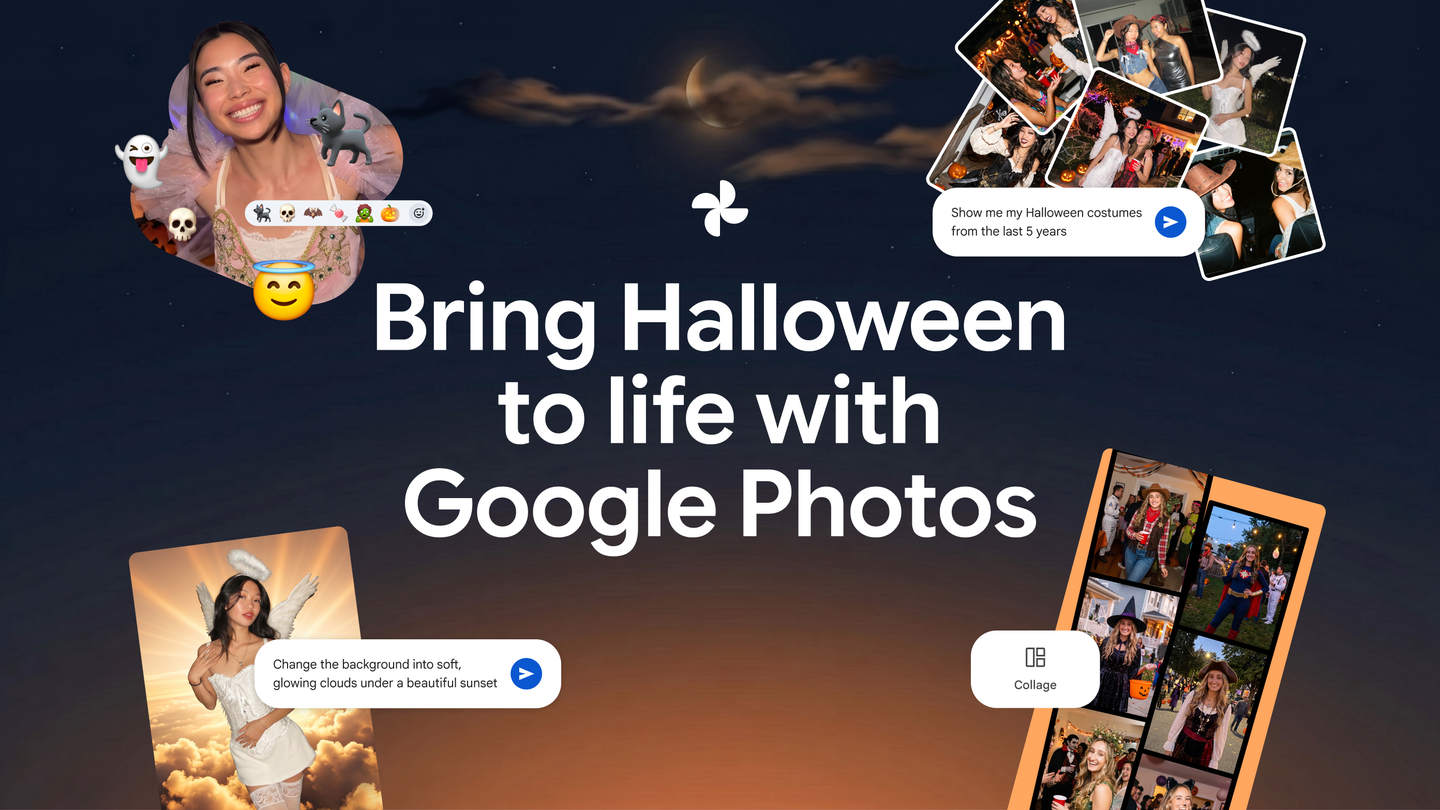 Emoji negli album, sfondi da brivido e collage con Ask Photos per l’Halloween di Google Foto