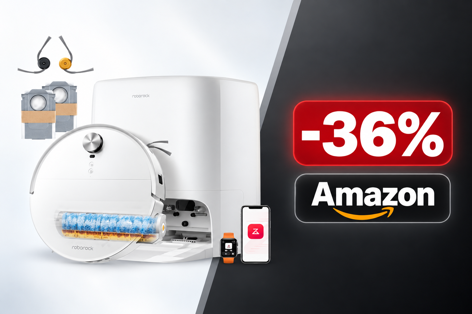 Roborock Qrevo Edge 2 Flow, il robot col rullo lavapavimenti scende a 699,99€