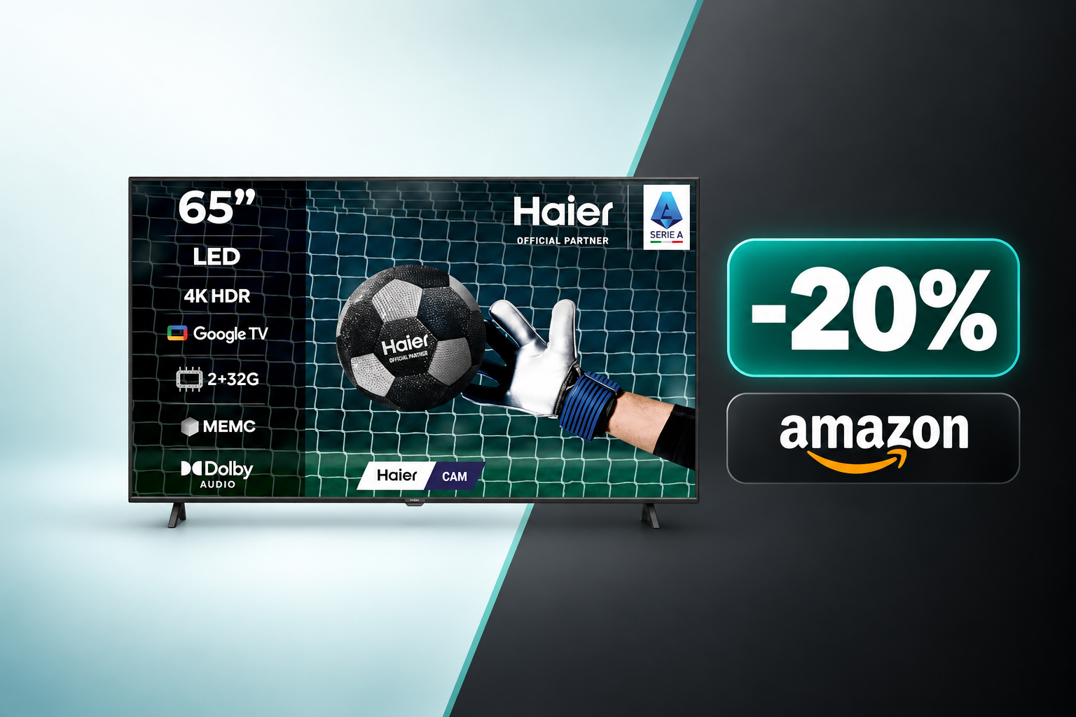 Haier Smart TV 65 pollici 4K scende a 399,99€ su Amazon: sconto del 20%