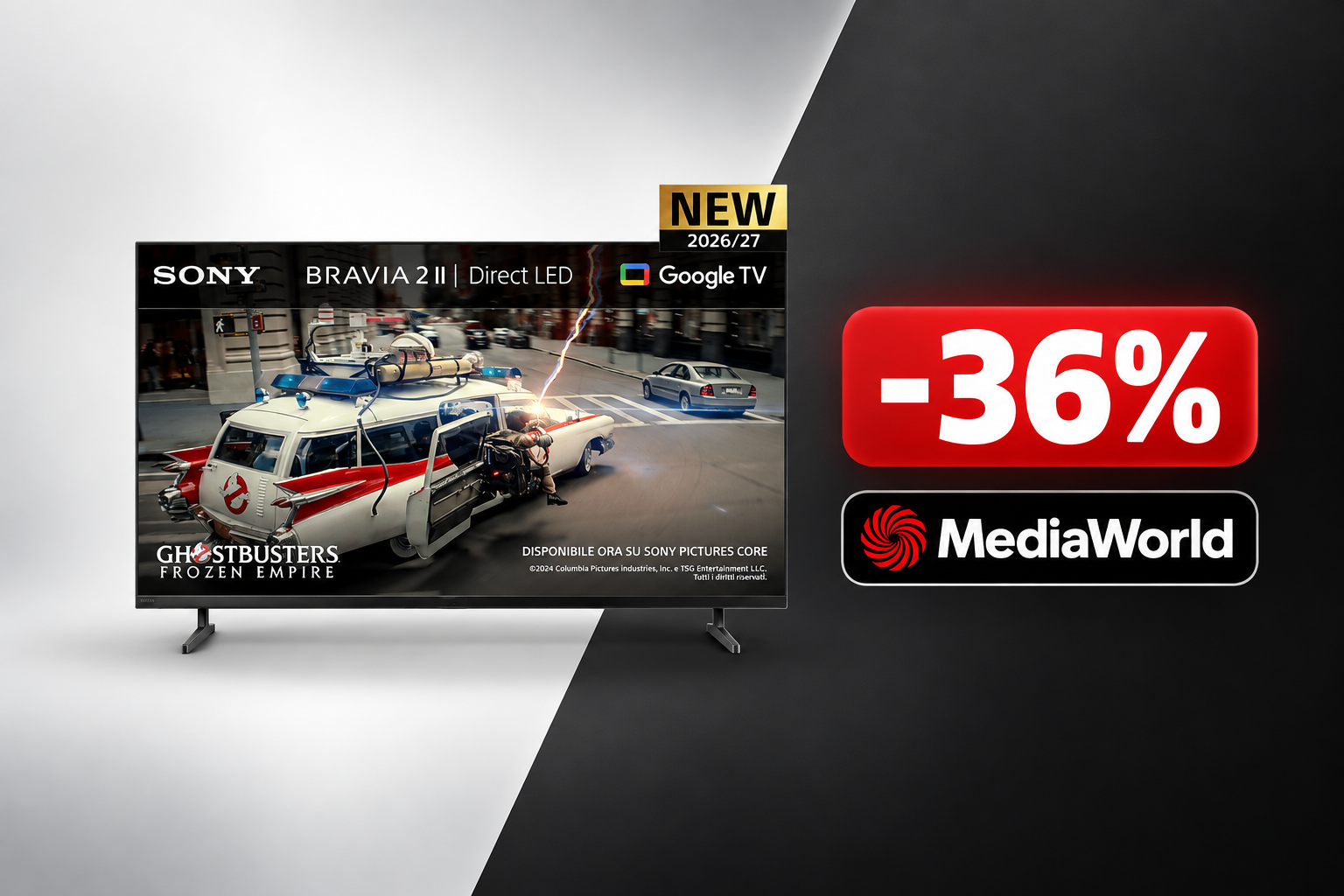 Sony BRAVIA 2 II 43 pollici a 339,57€ su MediaWorld, sconto del 36% per la Google TV con X1