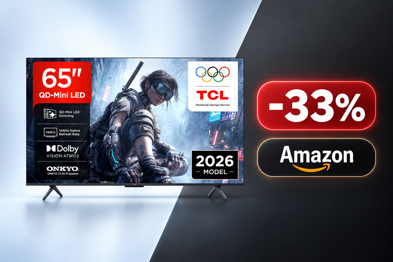 Google TV TCL 65″ al minimo storico su Amazon: 4K Mini LED a 599€ con ribasso di 399€